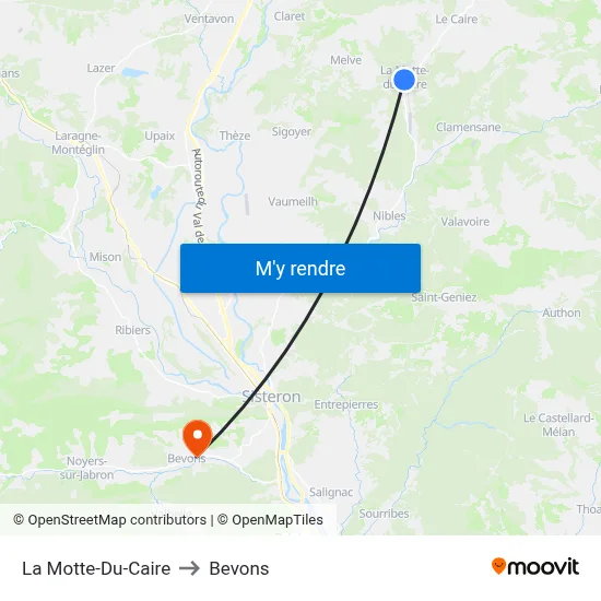 La Motte-Du-Caire to Bevons map
