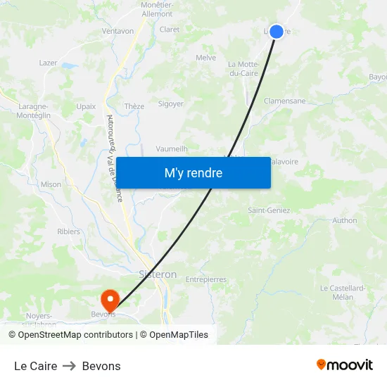 Le Caire to Bevons map