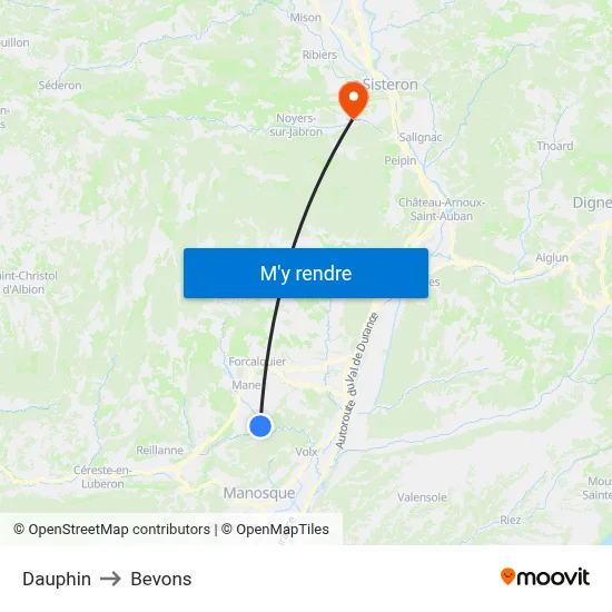 Dauphin to Bevons map