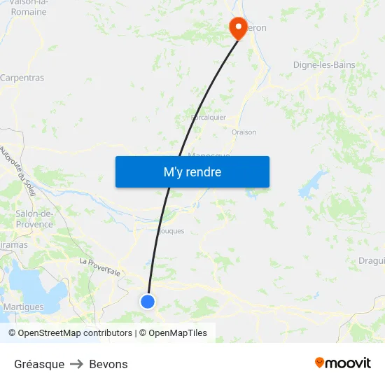 Gréasque to Bevons map