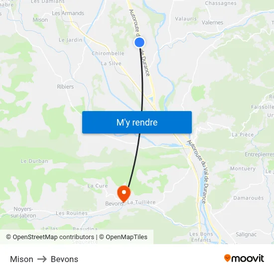 Mison to Bevons map