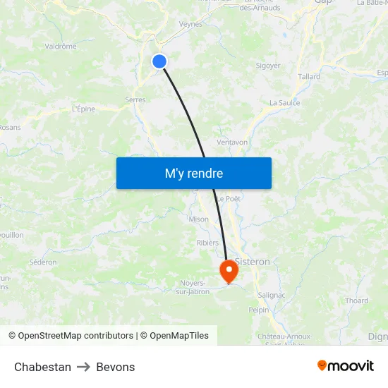 Chabestan to Bevons map