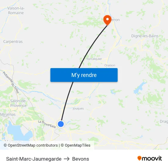 Saint-Marc-Jaumegarde to Bevons map