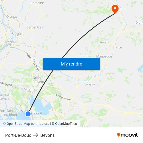 Port-De-Bouc to Bevons map