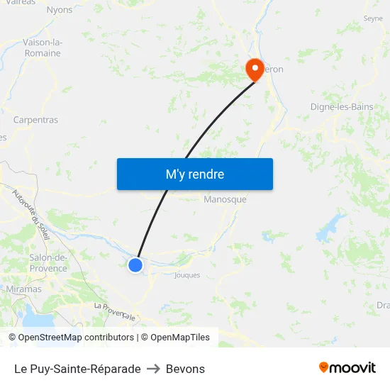 Le Puy-Sainte-Réparade to Bevons map