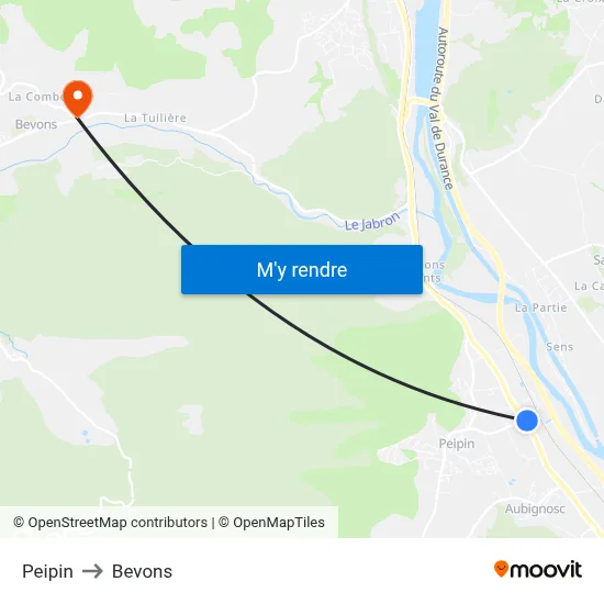 Peipin to Bevons map