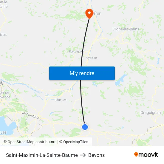 Saint-Maximin-La-Sainte-Baume to Bevons map