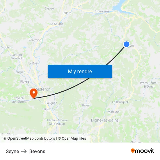 Seyne to Bevons map