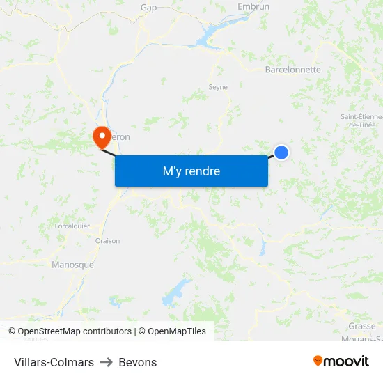 Villars-Colmars to Bevons map