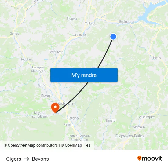 Gigors to Bevons map
