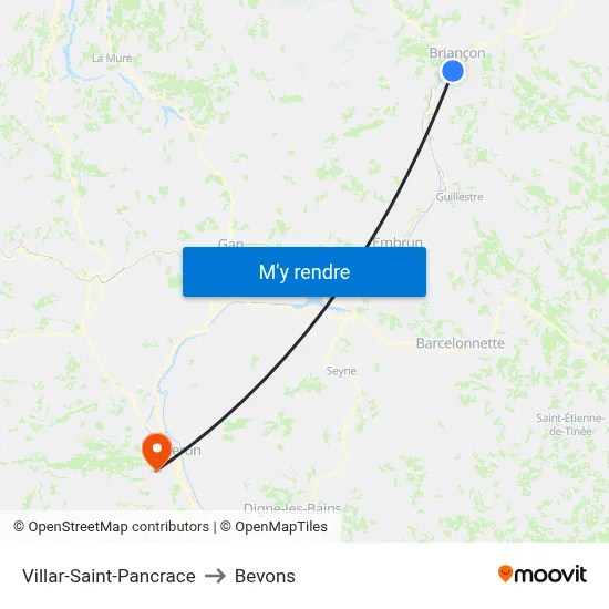 Villar-Saint-Pancrace to Bevons map