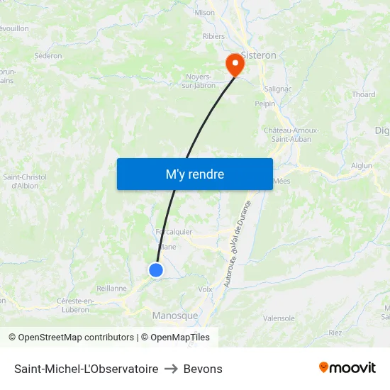 Saint-Michel-L'Observatoire to Bevons map
