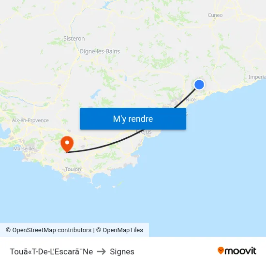Touã«T-De-L'Escarã¨Ne to Signes map
