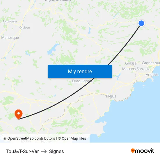 Touã«T-Sur-Var to Signes map