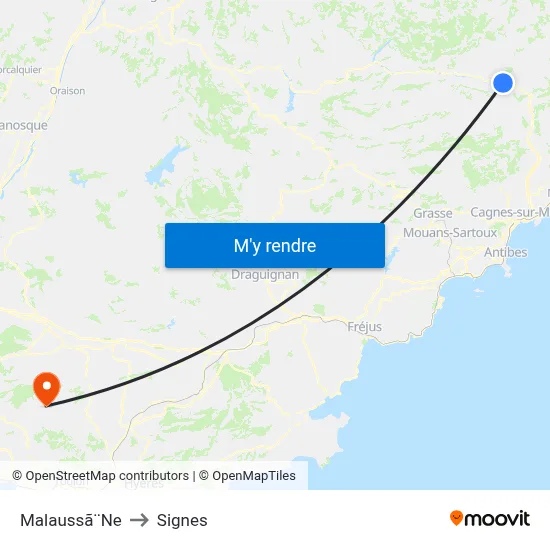 Malaussã¨Ne to Signes map