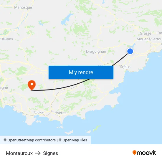 Montauroux to Signes map