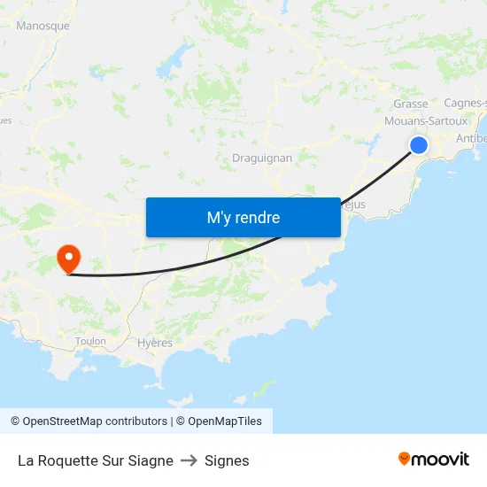 La Roquette Sur Siagne to Signes map
