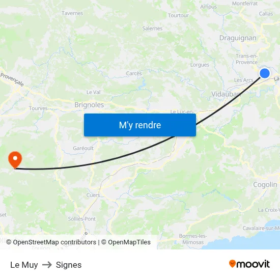 Le Muy to Signes map