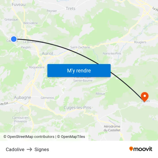 Cadolive to Signes map
