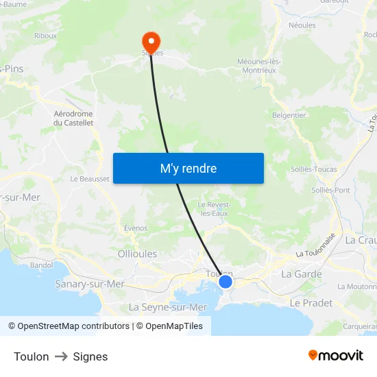 Toulon to Signes map