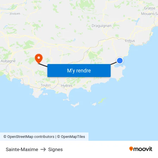 Sainte-Maxime to Signes map