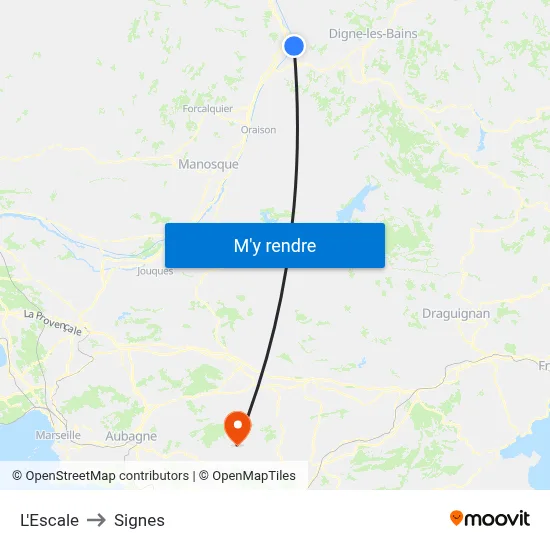 L'Escale to Signes map