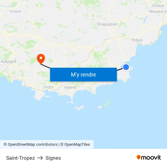 Saint-Tropez to Signes map