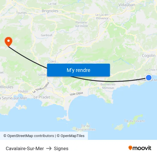 Cavalaire-Sur-Mer to Signes map