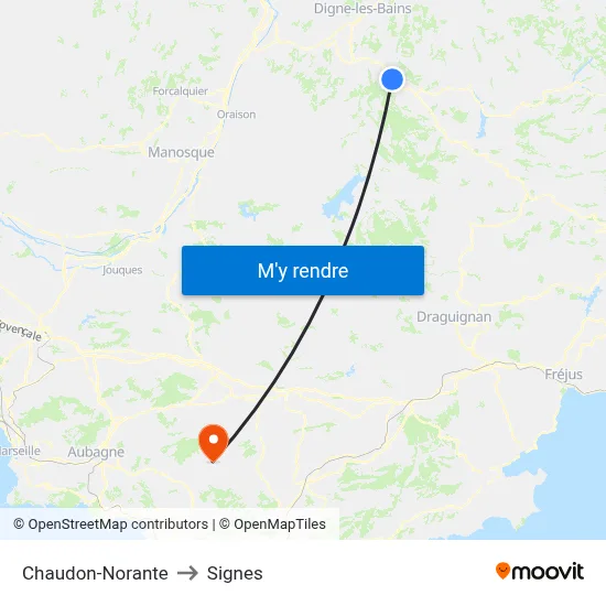 Chaudon-Norante to Signes map