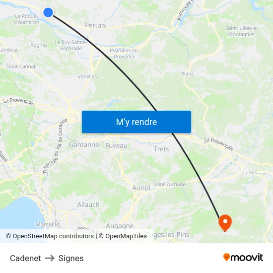 Cadenet to Signes map