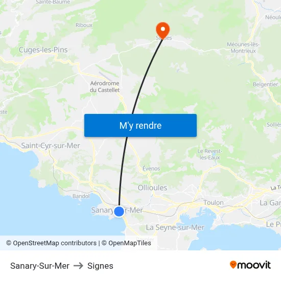 Sanary-Sur-Mer to Signes map