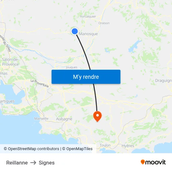 Reillanne to Signes map
