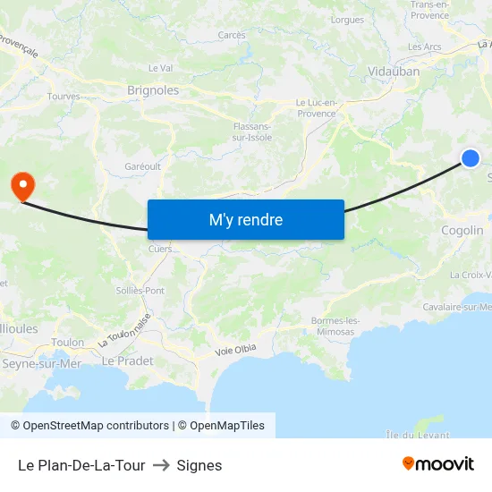 Le Plan-De-La-Tour to Signes map