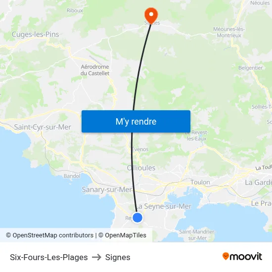 Six-Fours-Les-Plages to Signes map