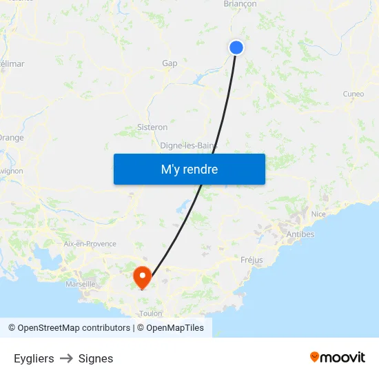 Eygliers to Signes map