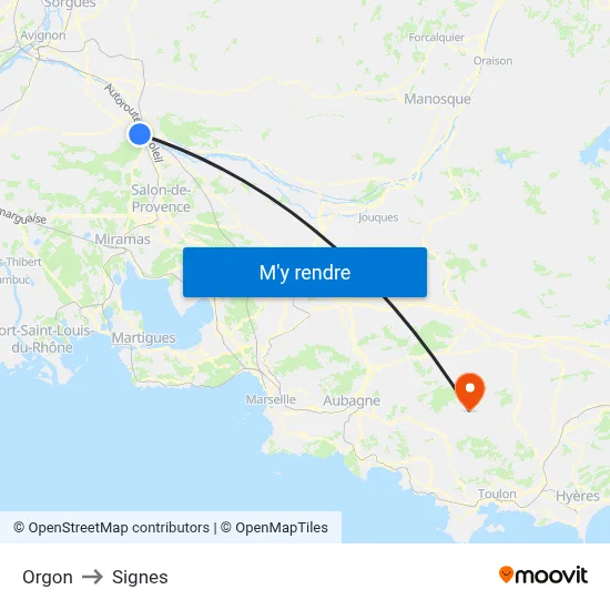 Orgon to Signes map