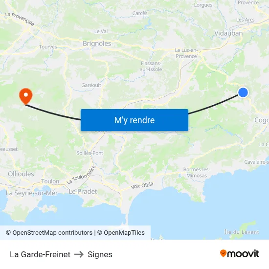 La Garde-Freinet to Signes map