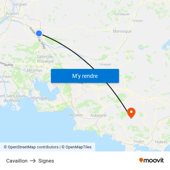 Cavaillon to Signes map