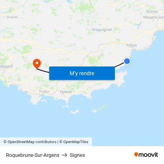 Roquebrune-Sur-Argens to Signes map