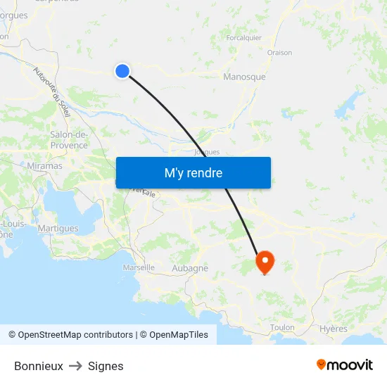 Bonnieux to Signes map