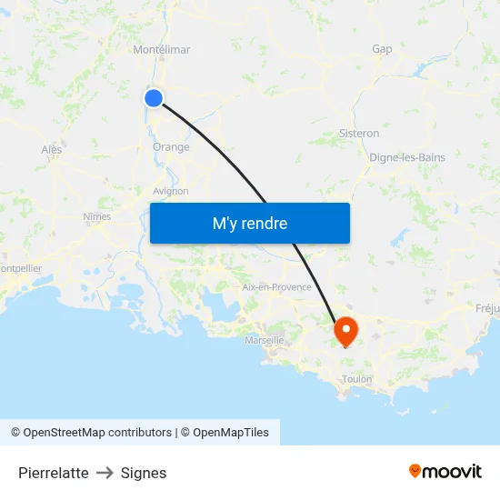 Pierrelatte to Signes map