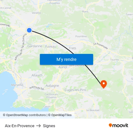 Aix-En-Provence to Signes map