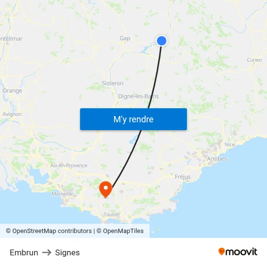 Embrun to Signes map