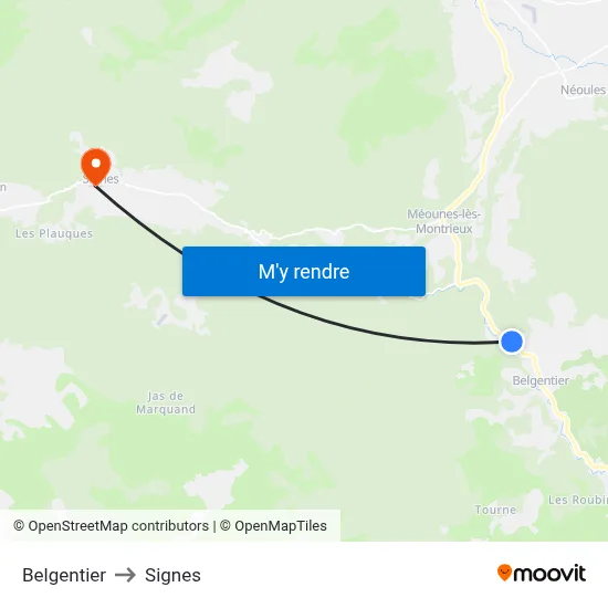 Belgentier to Signes map