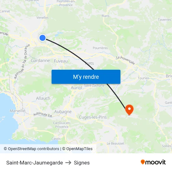 Saint-Marc-Jaumegarde to Signes map