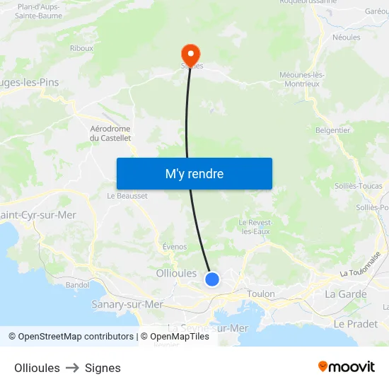 Ollioules to Signes map