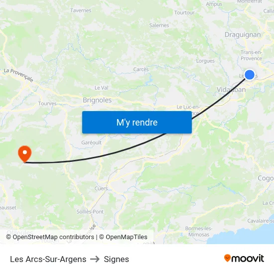Les Arcs-Sur-Argens to Signes map