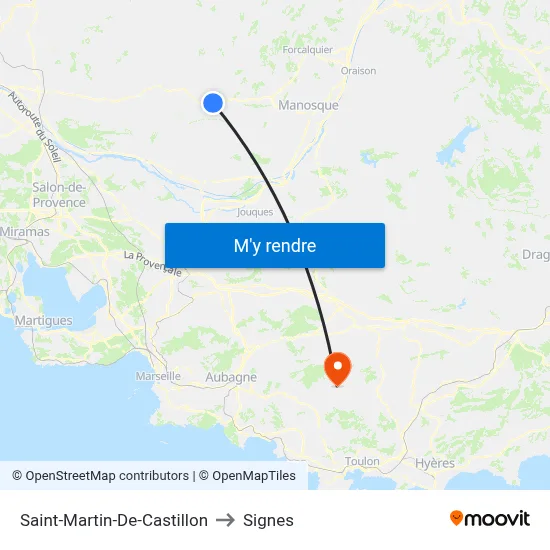Saint-Martin-De-Castillon to Signes map
