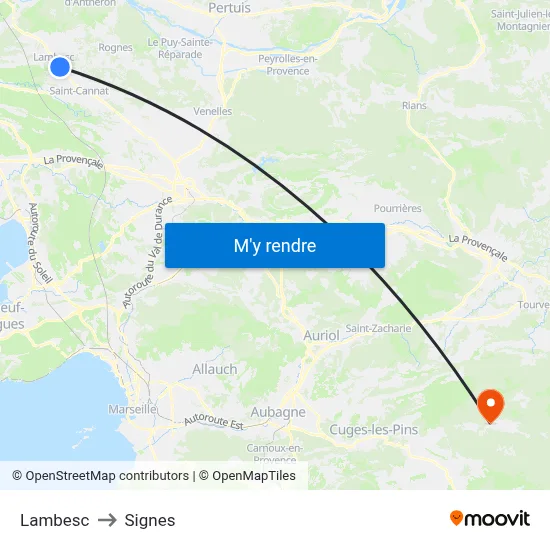 Lambesc to Signes map