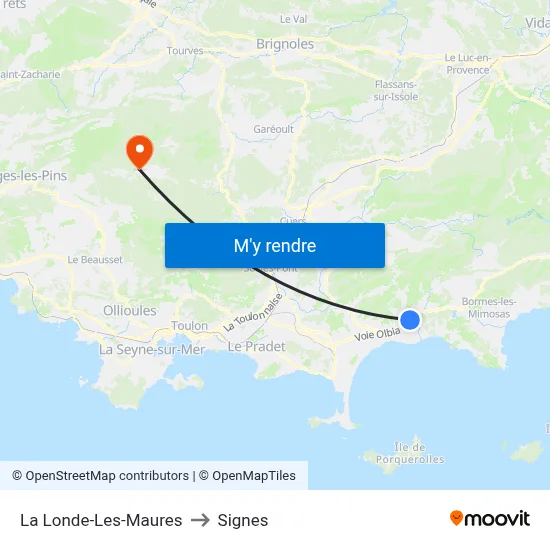 La Londe-Les-Maures to Signes map